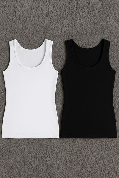 QKK Women's Modal Cotton Lycra Thick Strap 2-Piece Undershirt Q6K6K0T1Ka