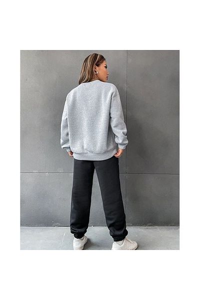 aynewmoda 2-Piece Long-Sleeved Round Neck Letter Printed Sweatshirt for Women