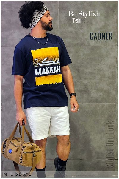 Cadner Men's T Shirt, High-quality Makkah Printed, Lightweight Crew Neck T Shirts For Men