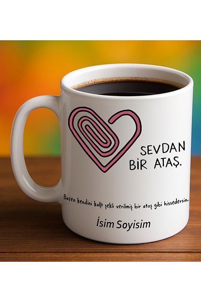 BİBANAPROMOSYON Funny - Humorous Mug Cup Sevdan a Paper Clip Written Funny Mug Cup