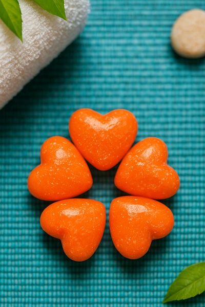 Home Mini Heart Decorative Soap Gift Set Handmade Natural Bath and Skin Care Soap (Orange)