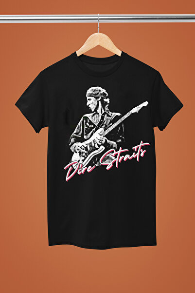 MAGORS تيشيرت روك من القطن بأكمام قصيرة وطبعة DIRE STRAITS