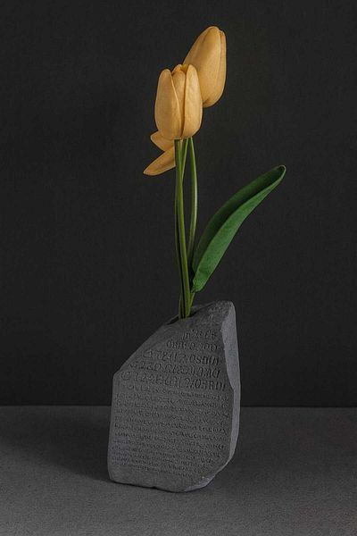 Karra Art Concrete Book Holder Vase with Ancient Egyptian Detail