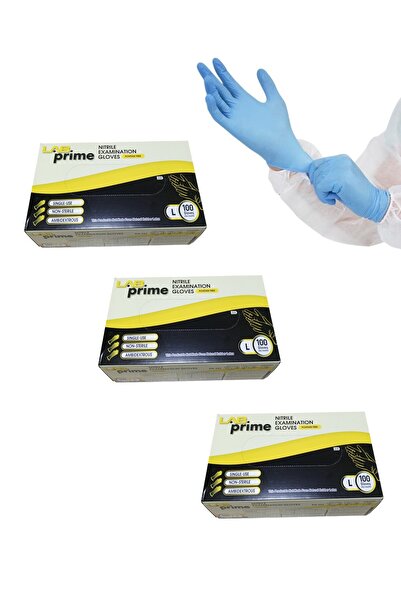 LabPrime قفازات فحص نيتريل من لاب برايم، لون أزرق، غير مطحون، عبوة من 100 قطع...