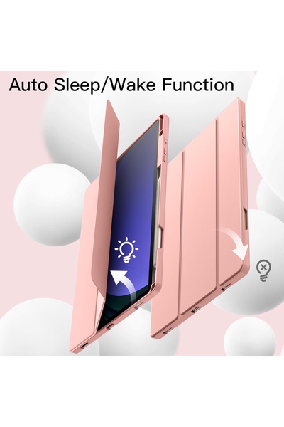 m.tk moveteck Samsung Galaxy Tab S9 Fe Plus 12.4 Kılıf Smart Uyku Modlu Kalem Bölmeli Standlı Arkası Renkli Kapak