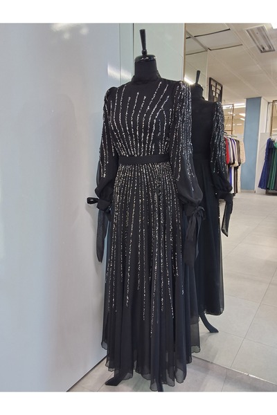 Moda Neva ŞİFON TAŞLI A KESİM KUŞAKLI TESETTÜR ABİYE