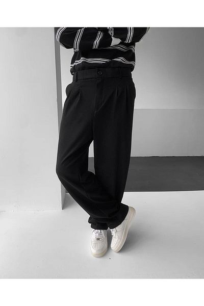 wamoss 2025 Pleated Relaxed Fit Vintage Classic Wide Leg Baggy Trousers Pl11
