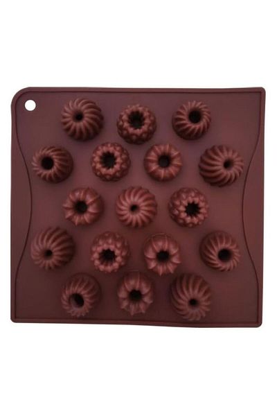 Generic 17 Cavity Silicone Cake Decoration Mold, Brown Silicone Baking Mould