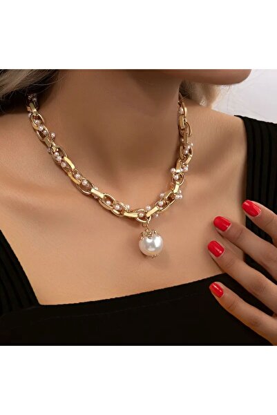 Minnoş Dükkan Gold Tone Pearl Necklace