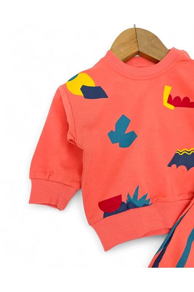 VOY KİDS Baby Boy Seasonal Printed Sweatshirt, Striped Bottom 6-9-12-18-24 Months 2-Piece Bottom Top Set