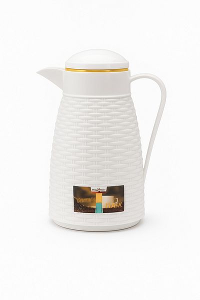 TSUMAB Premium White Woven Design Vacuum Flask – 1 Litre