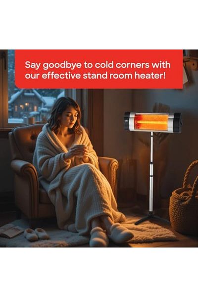 Sanford 1500W Infrared Quartz Room Heater | 3 Heat Settings & Fan | Adjustable Thermostat | Tip-Over