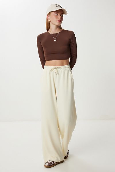 Lovelyİstanbul Wide Leg Modal Sweatpants Lub0070 Light Yellow