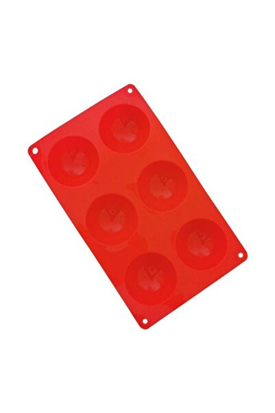 Generic Silicone 6 Cavity Half Ball Sphere Cake Mold, Red Silicone Mould