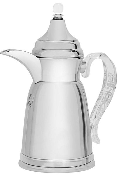 Alsaif Gallery Qamar Dallah-shaped thermos, Saif Gallery, 600 ml, steel inner insulation, steel outer body -