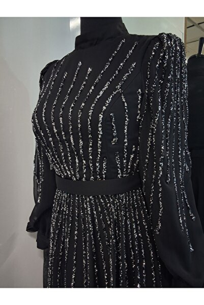 Moda Neva ŞİFON TAŞLI A KESİM KUŞAKLI TESETTÜR ABİYE