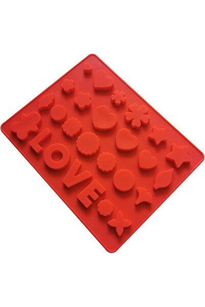 Generic Red Silicone Mould – Heart, Star & Flower Shapes