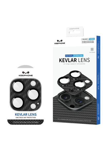 KeepHone iPhone 16 Pro & iPhone 16 Pro Max Compatible Kevlar Camera Protection Lens Protector Tempered Glass with Apparatus