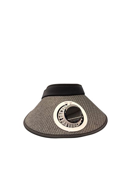 GOOG DESIGN Solar Powered Fan Hat – Model- Adjustable, Cooling Visor Hat, Straw Black