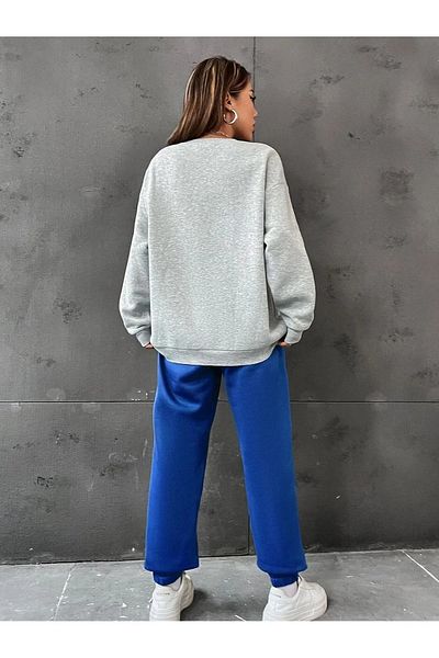 aynewmoda 2-Piece Long-Sleeved Round Neck Letter Printed Sweatshirt for Women