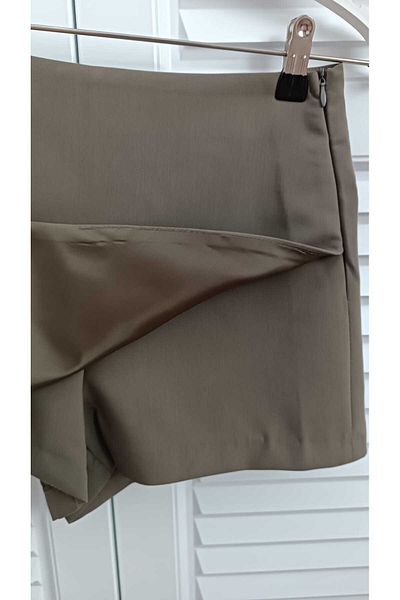 KAROL Premium Quality Satin Lined Inner Does Not Show Asymmetrical Cut Khaki Color Shorts Skirt