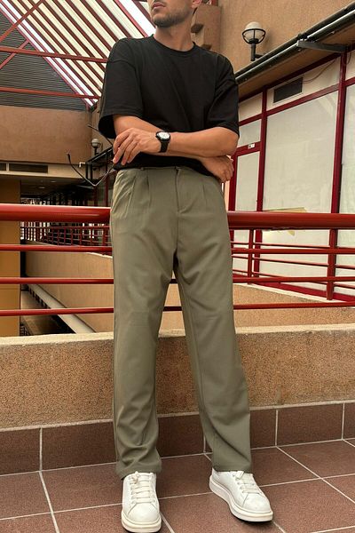 wamoss 2025 Pleated Relaxed Fit Vintage Classic Wide Leg Baggy Trousers Pl11