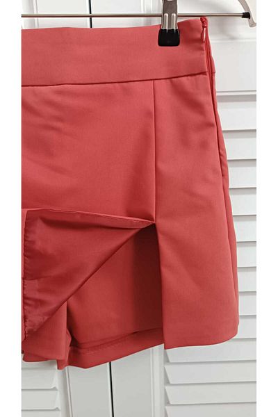 KAROL Premium Quality Hidden Slit Inside Does Not Show Satin Lined Orange Color Shorts Skirt