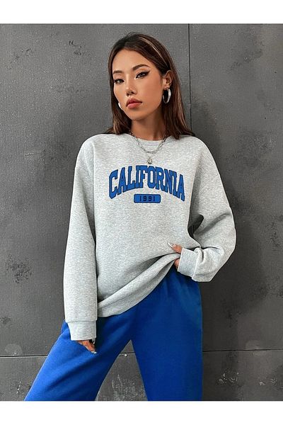 aynewmoda 2-Piece Long-Sleeved Round Neck Letter Printed Sweatshirt for Women