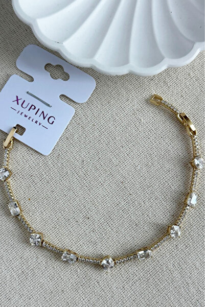 Modacaprea Xuping 14K Taşlı Taşlı Su Yolu Zincir Kadın Bileklik 17 + 2 cm Alt...