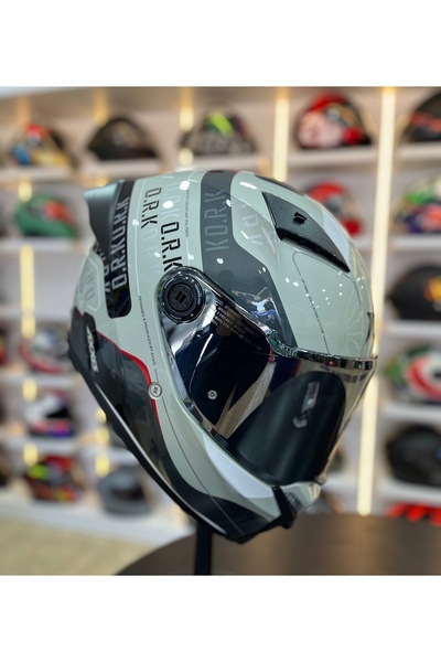 AXXIS MOTOMARİS FENIX ORK C2 BLACK-WHITE MATT (ŞEFFAF VİZÖR)