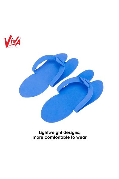 Viva Professional Disposable slippers For Pedicure spa foot bath nail salon (12 pairs) - Blue, Pink & White