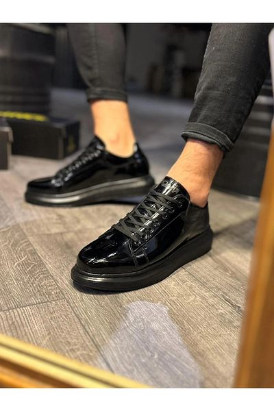 Beruflic High Sole Casual Shoes 044 Black Patent Leather (Black Sole)