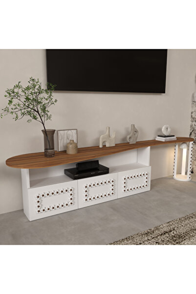 klubeconcept %100 MDF Kişiye Özel 200 cm Ponpon Detaylı Modern TV Ünitesi Öze...