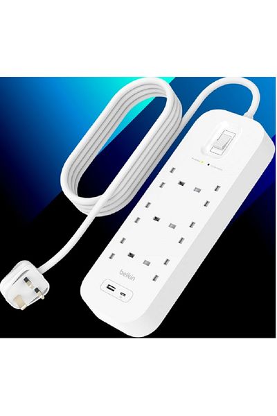 Belkin 6-outlet Surge Protector 18W USB-A & USB-C Ports 2M cord