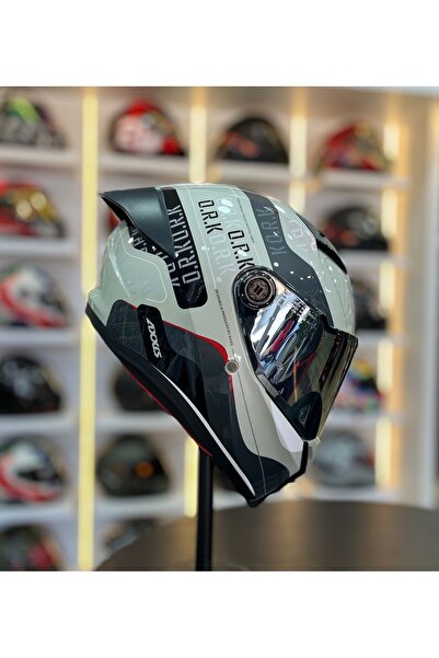 AXXIS MOTOMARİS FENIX ORK C2 BLACK-WHITE MATT (ŞEFFAF VİZÖR)