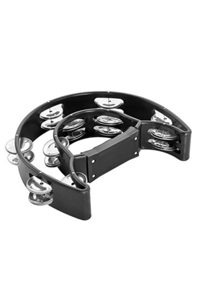 MegArya Double Row Metal Jingles Half-Moon Tambourine