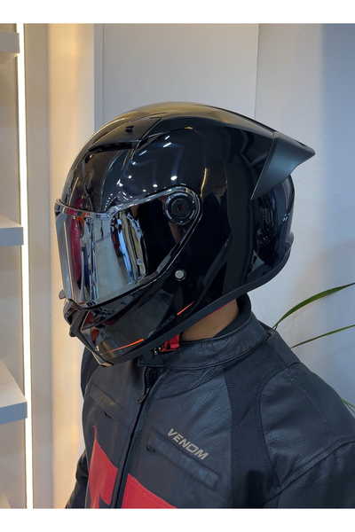 AXXIS MOTOMARİS FENIX PARLAK SİYAH (şeffaf vizör)