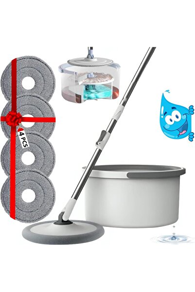 TOSCANA U 360 Degree Rotating Mop and Flat Bucket Set with Microfiber Refills