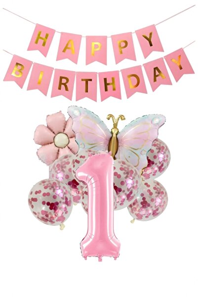 BİDOLUMUTLULUK Kelebek Retro Pembe Doğum Günü Konsepti Parti Eğlence Kutlama ...