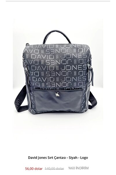 David Jones Sırt Çantası Omuz ve Çapraz kullanım.