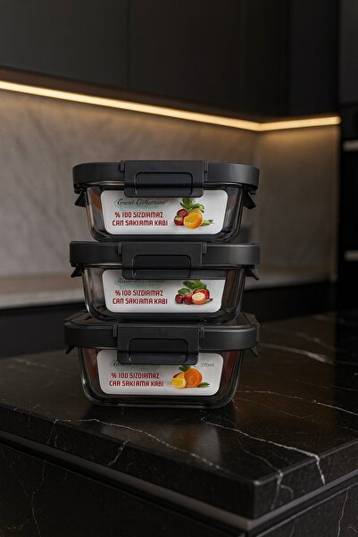 Tuğrastore 3 قطع 370 مل حاوية تخزين زجاجية مقاومة للحرارة مانعة للتسرب