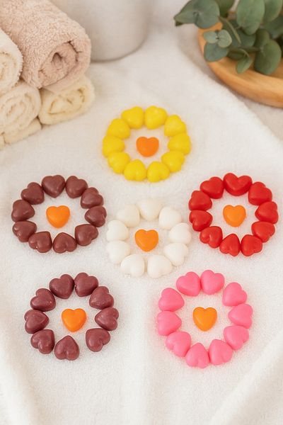 Home Mini Heart Decorative Soap Gift Set Handmade Natural Bath and Skin Care Soap Red 7 Pcs