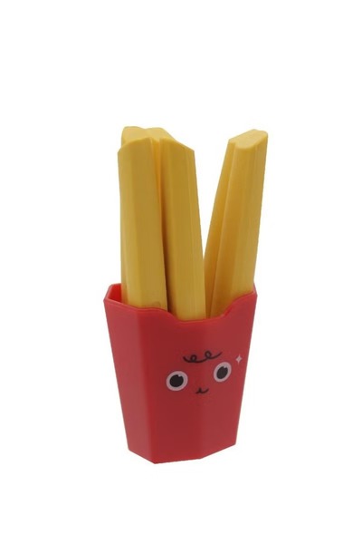 Roco ممحاة مطاطية على شكل بطاطس مقلية في علبة بلاستيكية بألوان متنوعة