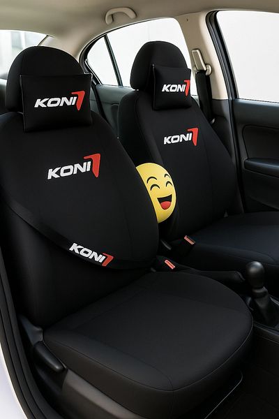 TKY Tasarımı Kendin Yap Koni 9 Pieces Auto Seat Covers Set (Front + Rear Set, 2 Neck Pillows, 2 Belt Covers, Emoji Pillow)