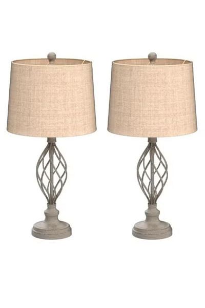 Taimi Pack of 2 Modern Industrial Cream Sand Iron Table Lamp for Bedroom Living Room Home Bedside Office