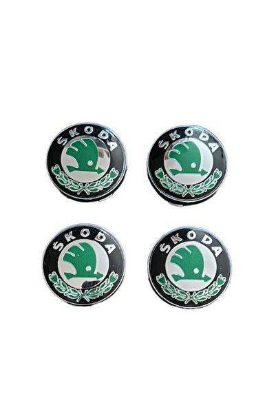Skoda Set 4 capace roti 60mm verde compatibil/inlocuitor janta aliaj