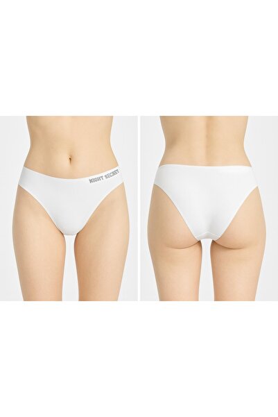 NIA UNDERWEAR 2'Li Dikişsiz içi pamuklu ped Lazer Kesim Kadın Külot– Siyah / Beyaz