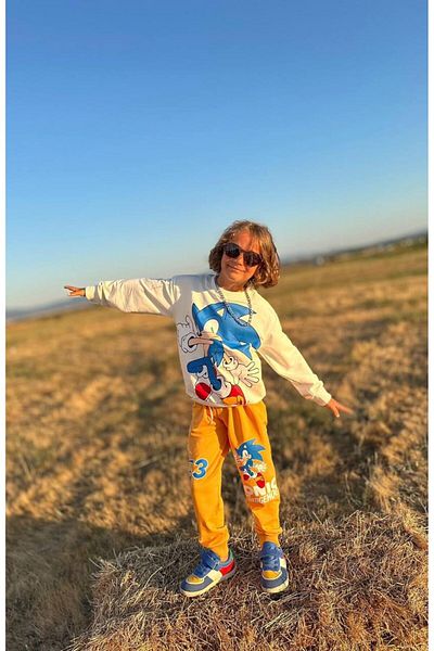 YİGİT BUTİK Printed Long Sleeve Boys Bottom Top Set
