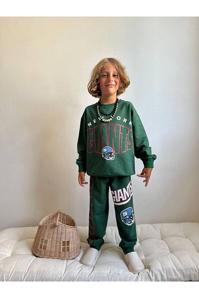 YİGİT BUTİK Printed Long Sleeve Boys Bottom Top Set