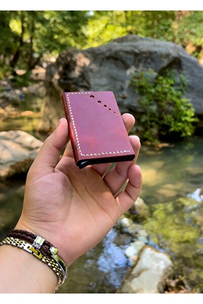 Takı Zanaatkarı Genuine Cowhide Leather Rfid Protected 7 Card Capacity Mechanism Wallet